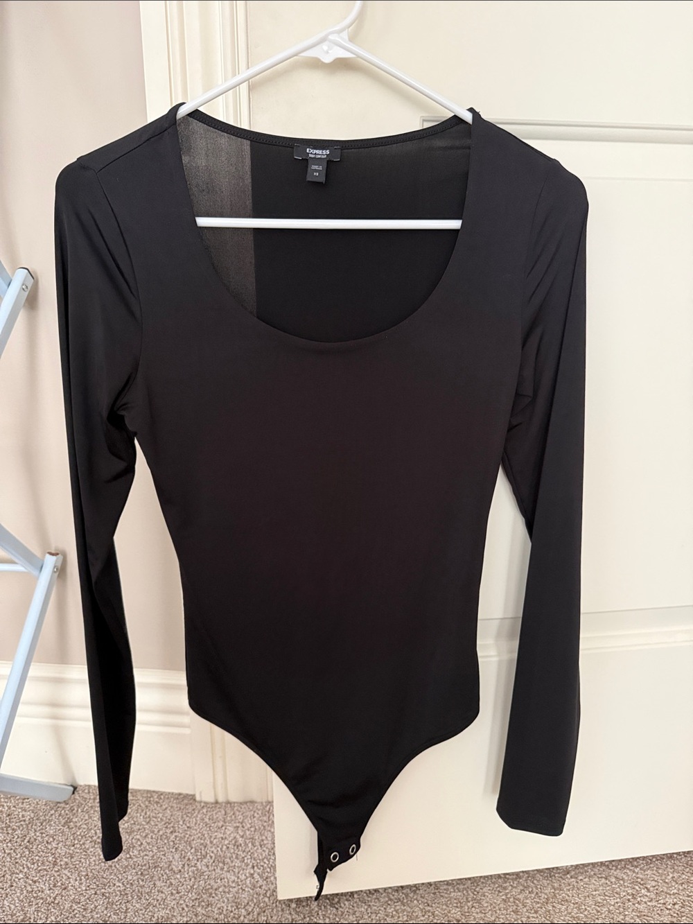 Express Black Long Sleeve Scoop Neck Bodysuit